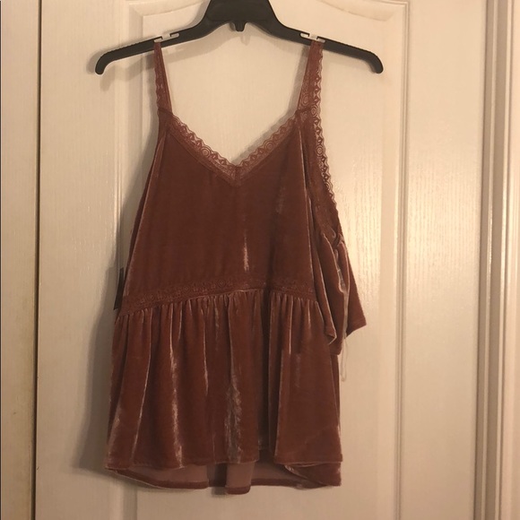 City Streets Tops - City Street Dusty Rose Velvet Cold-Shoulder Top